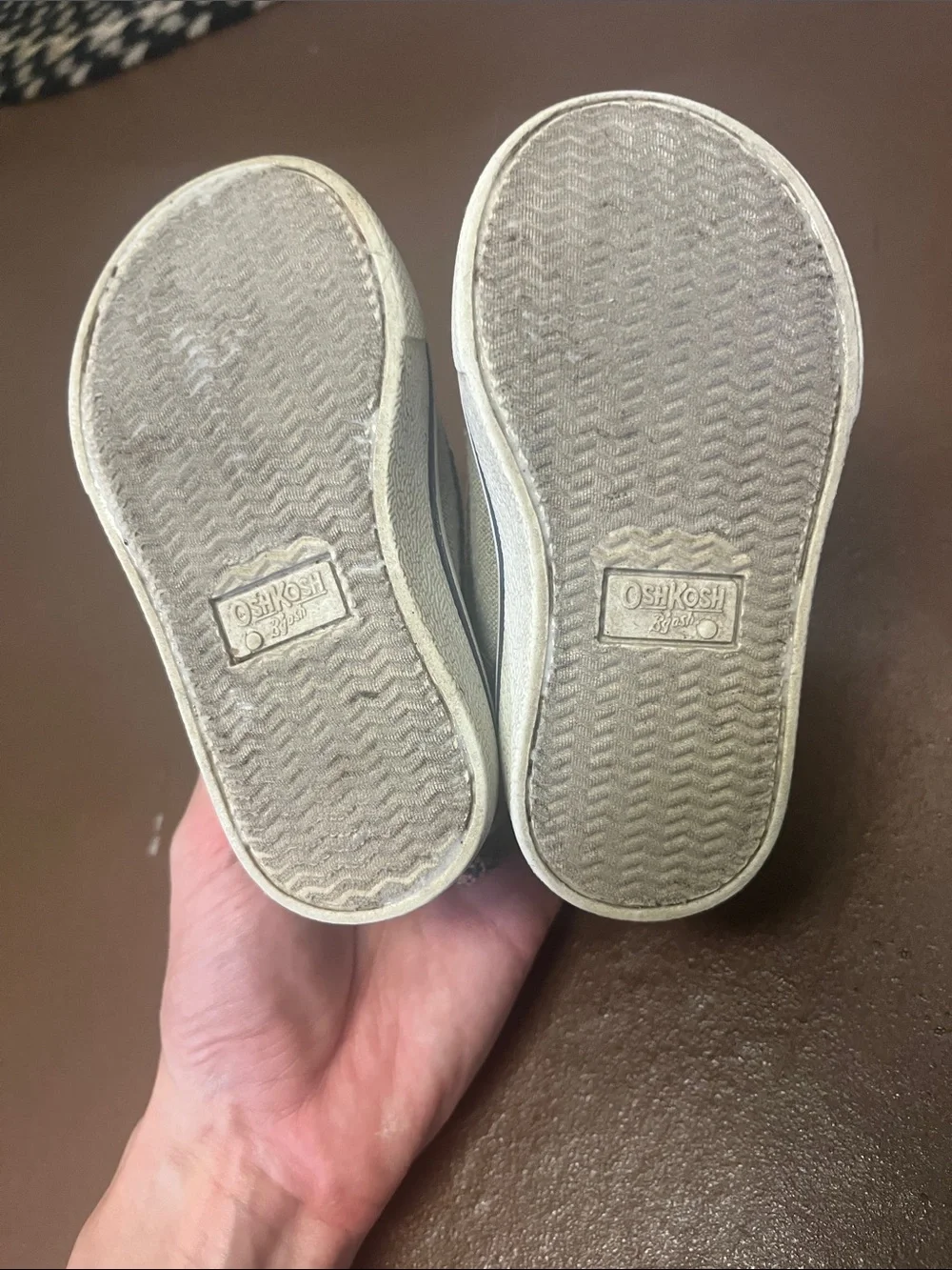 Baby/Toddler OshKosh Canvas Sneakers in Tan with Brown/Navy Accents